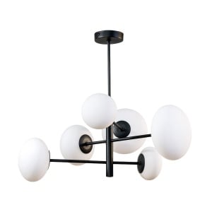 Lustra neagra/alba din metal cu 6 becuri Omi Zuma Line