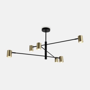Lustra neagra/aurie din metal cu 6 becuri Pedro Zuma Line