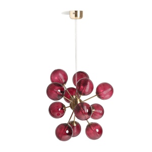 Lustra rosu/aurie din metal cu 12 becuri Rubra Vical Home