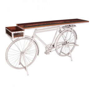 Masa bar maro/alba din lemn si metal 41x190 cm Bicycle Sit Moebel