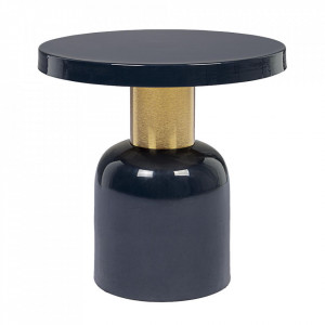 Masa de cafea albastra/aurie din metal 41 cm Nalima Bizzotto
