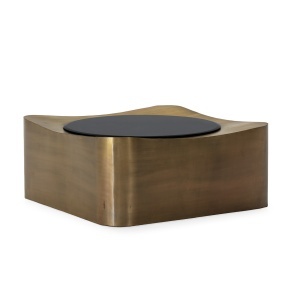 Masa de cafea din metal maro alama 91x91 cm Jayden Thai Natura