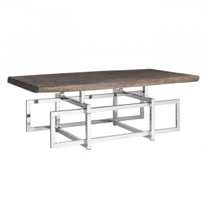 Masa de cafea maro/argintie din lemn si inox 70x130 cm Tuxedo Richmond Interiors