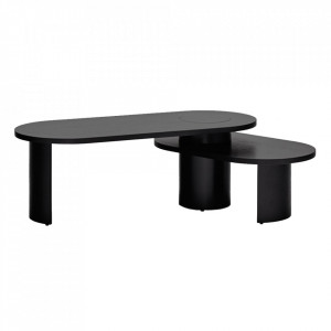 Masa de cafea neagra din lemn 50x120 cm Nori Teulat