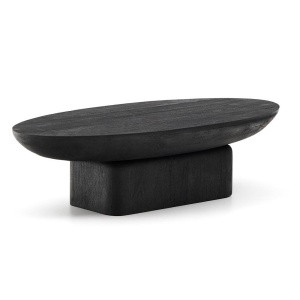 Masa de cafea neagra din lemn 70x140 cm Ovak Kave Home