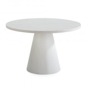 Masa dining alba din lemn 120 cm Cezara Thai Natura