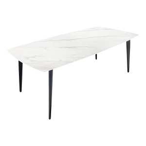 Masa dining alba/neagra din metal 90x180 cm Milano The Home Collection