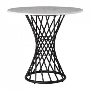 Masa dining alba/neagra din rasina si fier 76 cm Rhine The Home Collection
