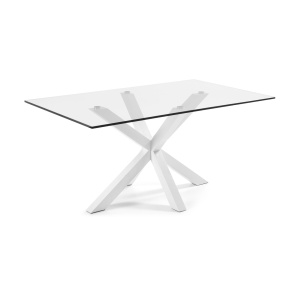 Masa dining alba/transparenta din metal 100x180 cm Argo Kave Home