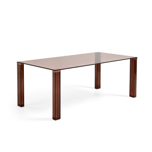 Masa dining din sticla maro 100x200 cm Glint Quiet Object
