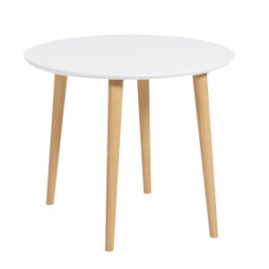 Masa dining extensibila alba/maro din lemn 90(170) cm Oqui Kave Home