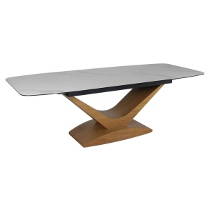 Masa dining extensibila alba/maro din sticla 95x180(240) cm Dolce The Home Collection