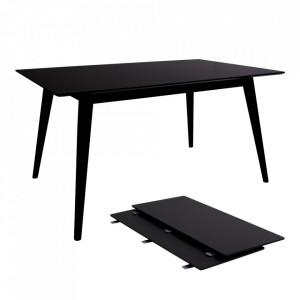 Masa dining extensibila neagra din lemn de pin si MDF 95x150(230) cm Copenhagen House Nordic