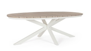 Masa dining exterior alb/maro din metal 115x218 cm Zelmar Bizzotto