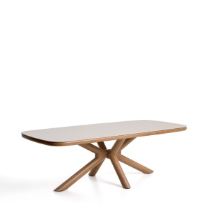 Masa dining exterior ecru din ceramica 110x240 cm Mirtia Kave Home