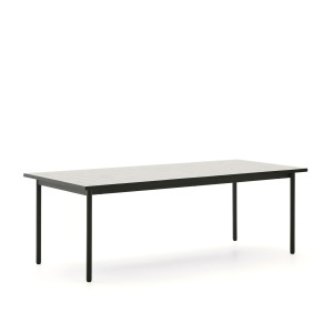 Masa dining exterior ecru din metal 101x223 cm Maurina Kave Home