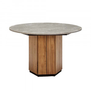 Masa dining maro/gri din lemn 120 cm Terra Thai Natura