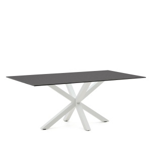 Masa dining neagra/alba din sticla 100x200 cm Argo Kave Home