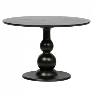 Masa dining neagra din lemn 120 cm Blanco Woood