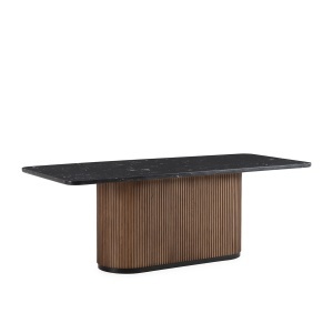 Masa dining neagra/maro din lemn 90x215 cm Kansas Thai Natura