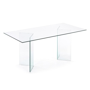Masa dining transparenta din sticla 90x180 cm Burano Kave Home
