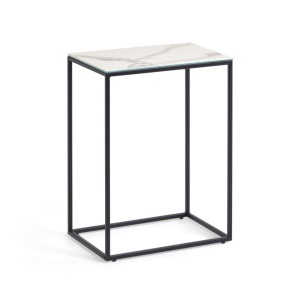 Masa laterala alba/neagra din ceramica 30x45 cm Rewena Kave Home