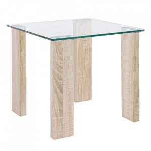 Masa laterala maro/transparenta din sticla 55x55 cm New Arley Bizzotto