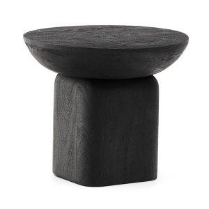 Masa laterala neagra din lemn 50 cm Ovak Kave Home
