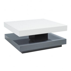 Masuta de cafea extensibila alba/gri din MDF 75x75(105) cm Falon Signal Meble