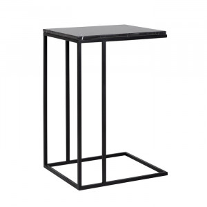 Masuta neagra din marmura artificiala si fier 40x45 cm Beaumont Richmond Interiors