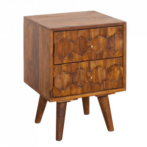 Noptiera maro din lemn Mystic Living The Home Collection