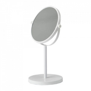 Oglinda cosmetica rotunda alba din metal 20x32 cm Beau Aquanova