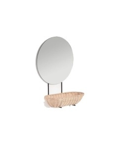 Oglinda cu raft din ratan 35 cm Ebian Kave Home