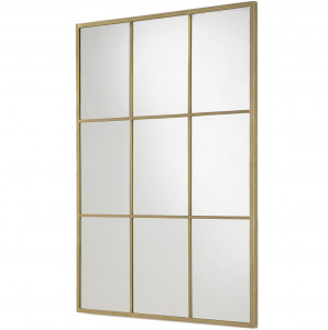 Oglinda dreptunghiulara aurie din metal 102x147 cm Hozho Thai Natura