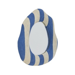 Oglinda ovala crem/albastra din fibre sintetice 39x40 cm Travis Bloomingville