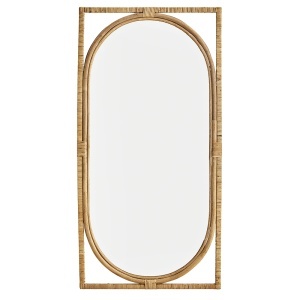 Oglinda ovala maro din ratan 62x121 cm Poter Madam Stoltz