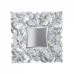 Oglinda patrata argintie antichizata din polirasina 75x75 cm Venice Invicta Interior
