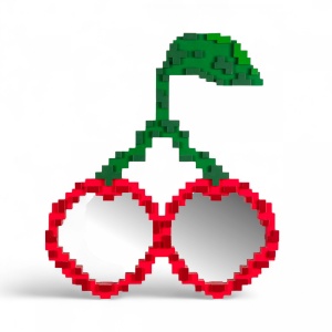 Oglinda rosie/verde 70x76 cm Pixel Seletti