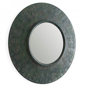 Oglinda rotunda aurie/verde din metal 86 cm Rue Thai Natura