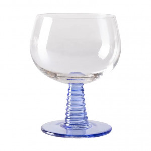 Pahar pentru vin albastru din sticla 10x12 cm Swirl HK Living