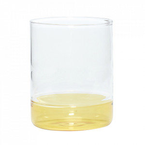 Pahar transparent/galben din sticla 8x10 cm Kiosk Hubsch