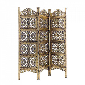 Paravan auriu din lemn de mango si MDF 150x180 cm Kiran Bizzotto