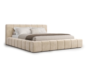 Pat bej deschis din catifea 140x200 cm Berg FURPOL