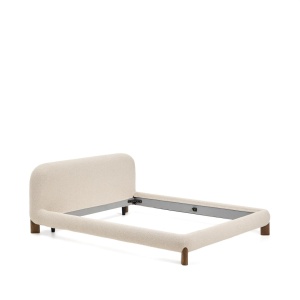 Pat ecru din textil 160x200 cm Odina Boucle Kave Home