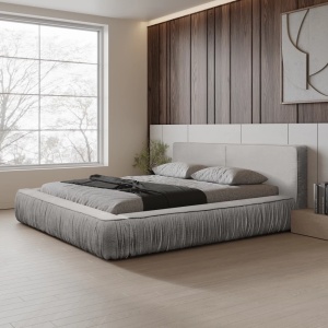 Pat gri deschis din textil 180x200 cm Naomi Chenille Quiet Object