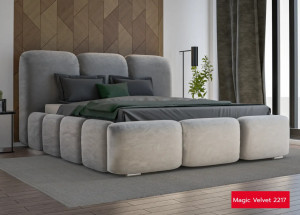 Pat gri platinat din catifea 140x230 cm Honor FURPOL