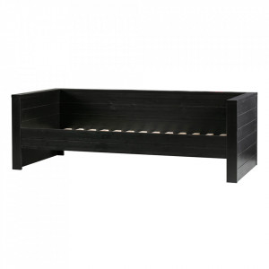 Pat negru din lemn 90x200 cm Dennis Woood