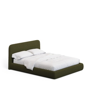 Pat verde din textil 180x200 cm Martina Boucle Kave Home