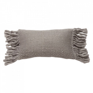 Perna decorativa gri din lana si viscoza 30x50 cm Bo Kids Depot