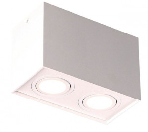 Plafoniera alba din metal cu 2 becuri Basic Square Two White Maxlight